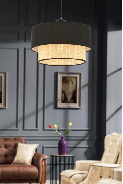 Lampadario a sospensione con cavo ECHO 1xE27/60W/230V nero/beige