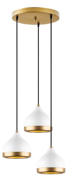 Lampadario a sospensione con cavo YILDO 3xE27/40W/230V bianco/oro