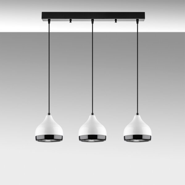 Lampadario a sospensione con cavo YILDO 3xE27/40W/230V bianco/nero