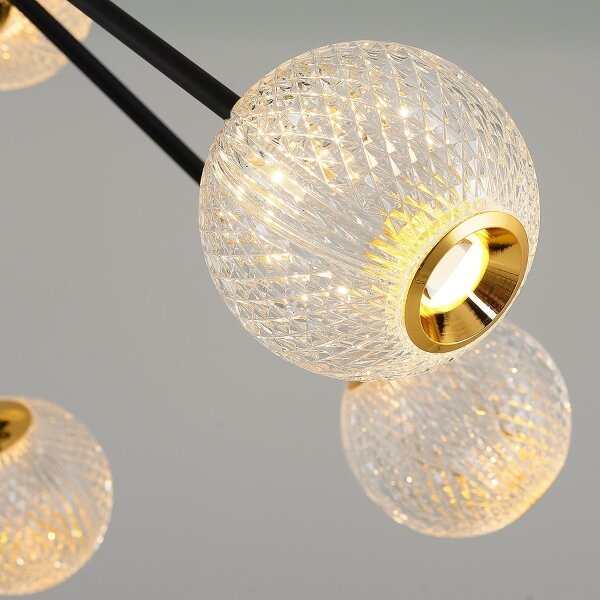 Lampadario LED a stelo GELA 12xLED/5W/230V 3000K nero/oro