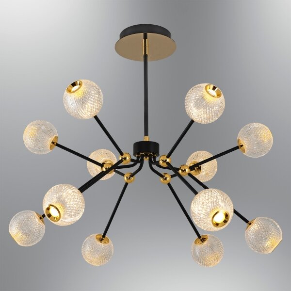 Lampadario LED a stelo GELA 12xLED/5W/230V 3000K nero/oro