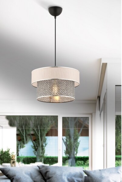 Lampada sospesa con cavo ERO 1xE27/60W/230V crema/grigio