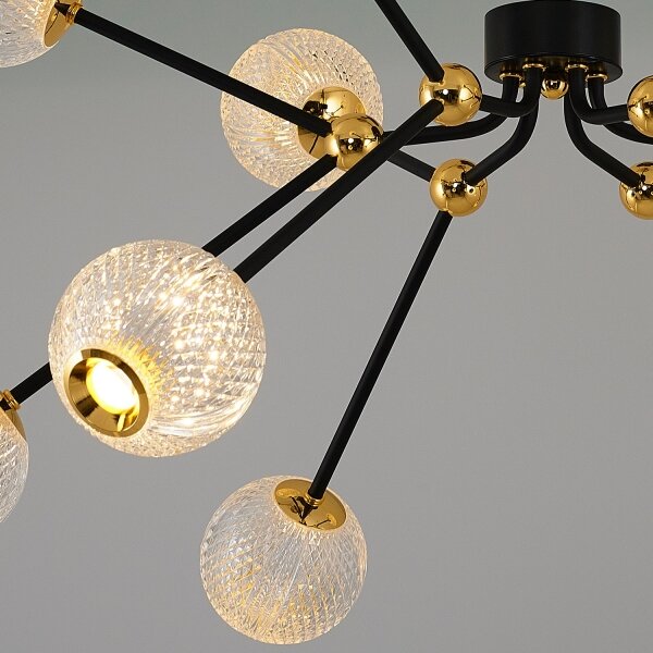 Lampadario LED a stelo GELA 12xLED/5W/230V 3000K nero/oro