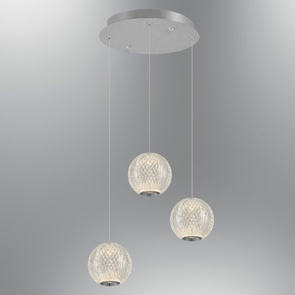 Lampadario LED a cavo CREMONA 3xLED/5W/230V 3000K cromo opaco