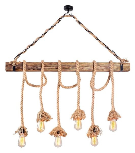 Lampadario a sospensione con cavo EREBOS 6xE27/40W/230V marrone