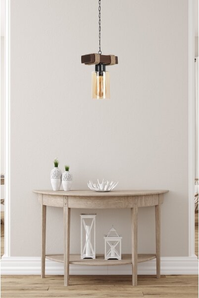 Lampadario a catena JASMIN 1xE27/40W/230V marrone/beige