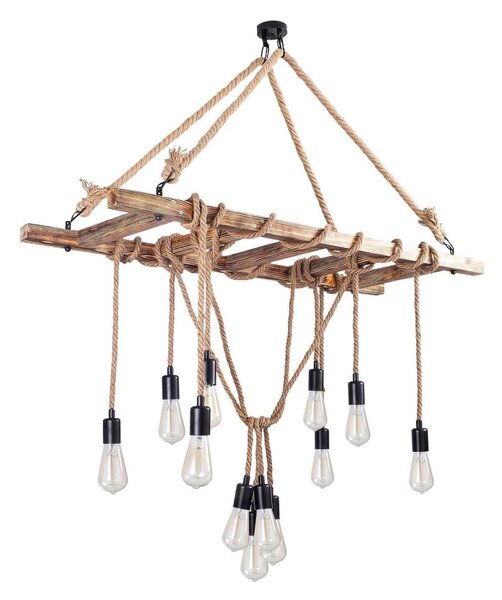 Lampadario a sospensione con cavi EREBOS 12xE27/40W/230V marrone