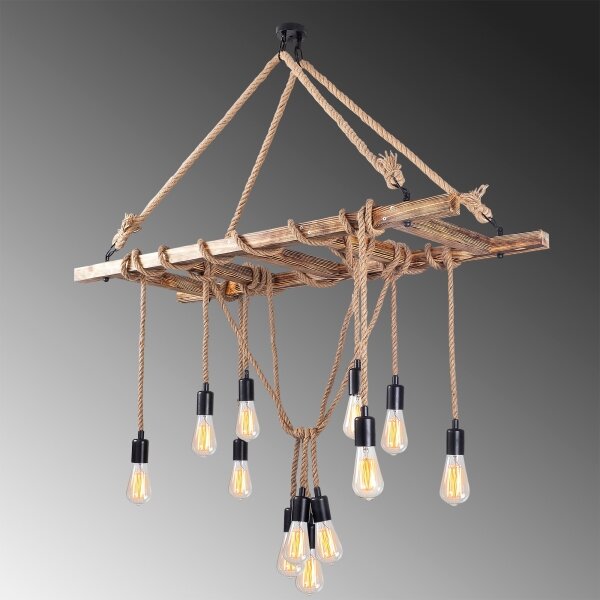 Lampadario a sospensione con cavi EREBOS 12xE27/40W/230V marrone