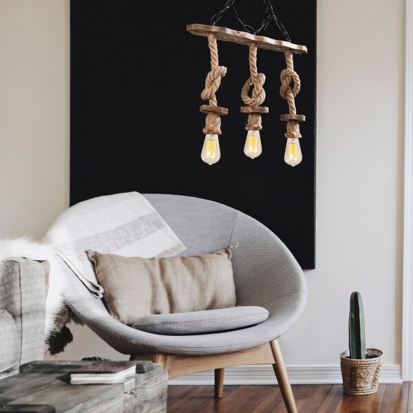 Lampadario a sospensione con catena EREBOS 3xE27/40W/230V marrone