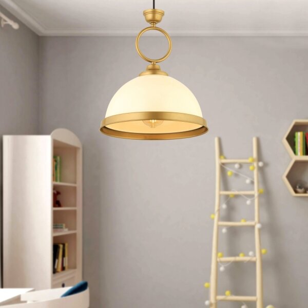 Lampadario a sospensione su cavo MONZA 1xE27/40W/230V diametro 26 cm crema/bronzo