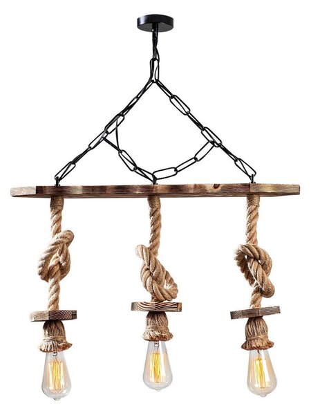 Lampadario a sospensione con catena EREBOS 3xE27/40W/230V marrone