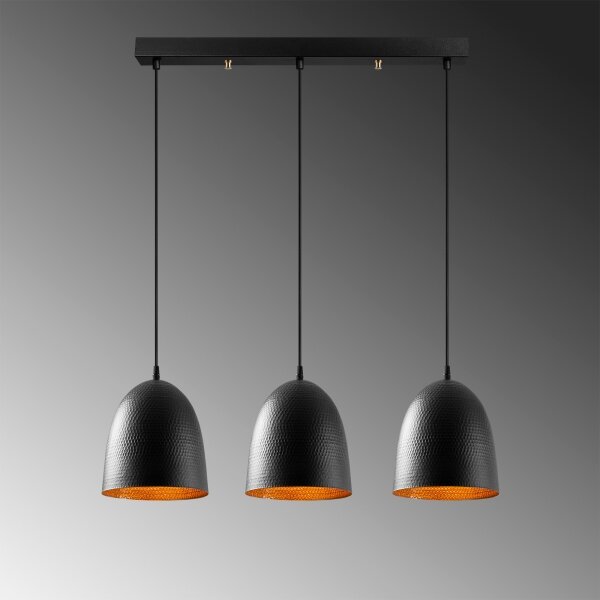 Lampadario a sospensione su cavo TATTOO 3xE27/40W/230V nero