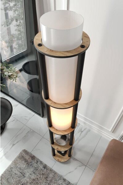 Lampada da terra con ripiani NOTO 1xE27/40W/230V beige/nera