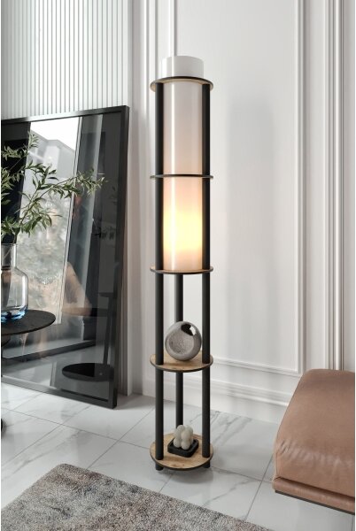 Lampada da terra con ripiani NOTO 1xE27/40W/230V beige/nera