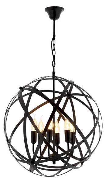 Lampadario a catena IRONBALL 6xE27/40W/230V nero