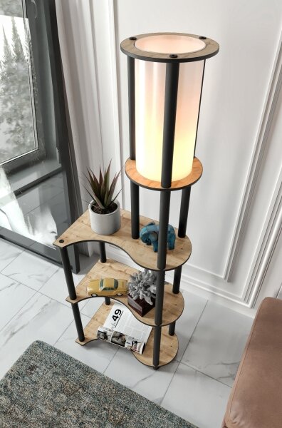 Lampada da terra NOTO con ripiani 1xE27/40W/230V beige/nero
