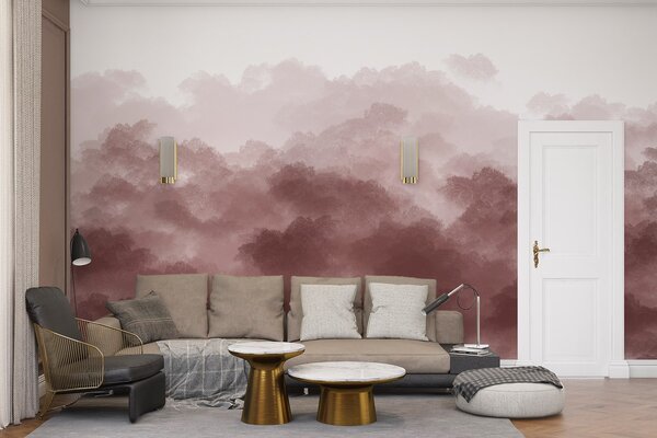 Carta da parati Foresta nella nebbia, paesaggi naturali, colore beige, Carta da parati Cielo, w01880v2 : Uwalls.it