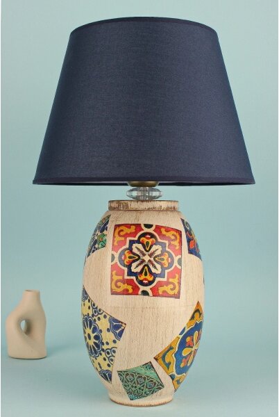 Lampada da tavolo RAMZES 1xE27/40W/230V blu/beige