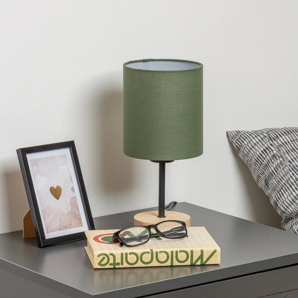 Brilagi - Lampada da tavolo NUBILA WOOD 1xE27/25W/230V quercia/verde