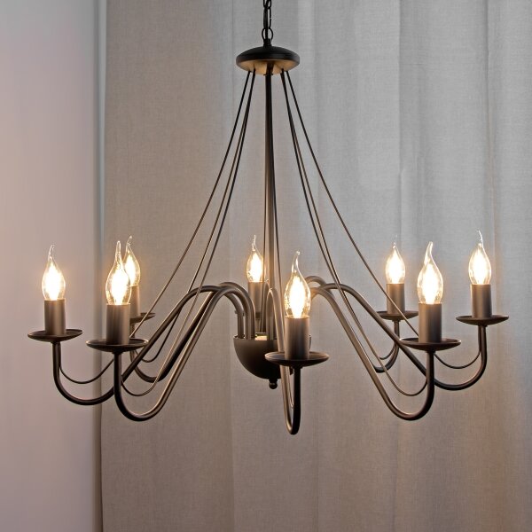Lampadario a catena MALBO 8xE14/10W/230V nero