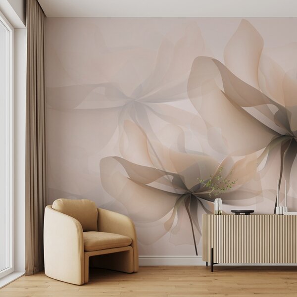Carta da parati Grandi fiori beige traslucidi, Carta da parati 3D, Carta da parati Fiori 3D, w01926v2 : Uwalls.it