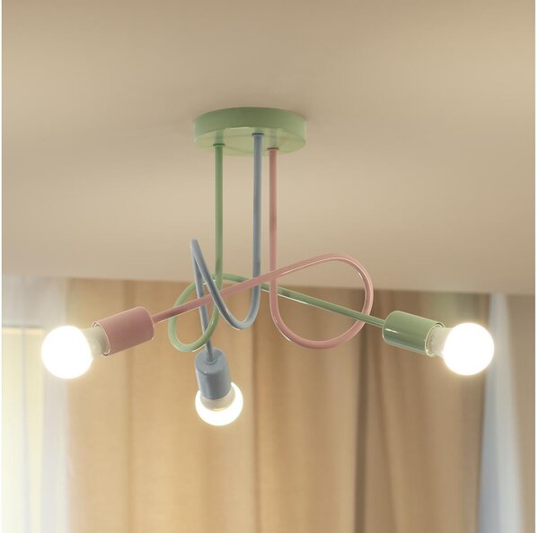 Plafoniera da soffitto OXFORD 3xE27/15W/230V verde/rosa/blu