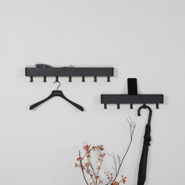 Attaccapanni da parete nero in metallo con scaffale 72 cm Dax Play – Spinder Design