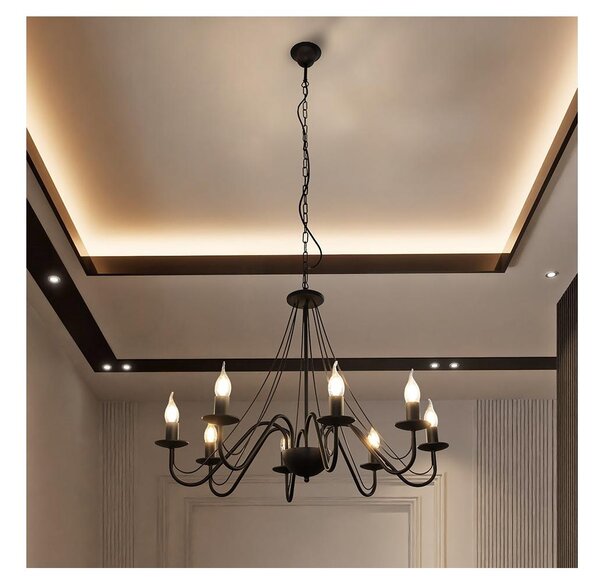Lampadario a catena MALBO 8xE14/10W/230V nero