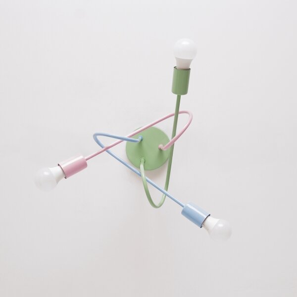 Plafoniera da soffitto OXFORD 3xE27/15W/230V verde/rosa/blu