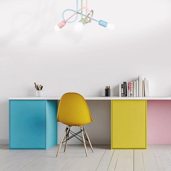 Plafoniera da soffitto OXFORD 3xE27/15W/230V verde/rosa/blu