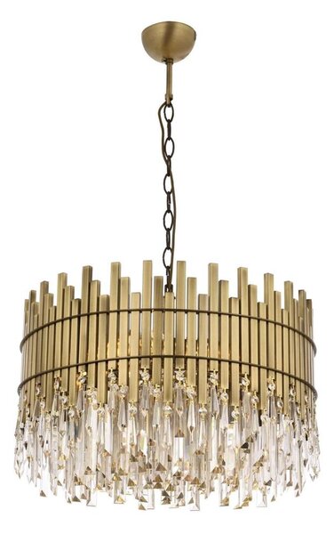 Lampadario a catena CRYSTALLINE 8xE27/40W/230V, diametro 60 cm, in ottone