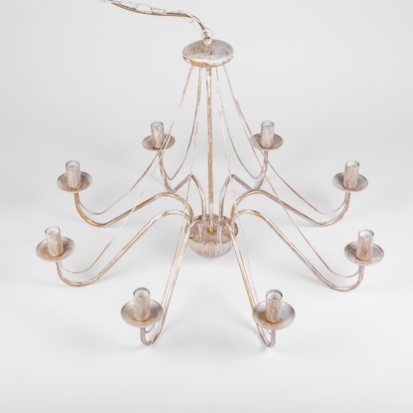 Lampadario a catena MALBO 8xE14/10W/230V bianco/oro/patina