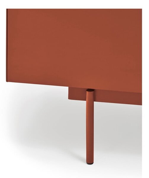 Comodino in rovere decorato in colore mattone-naturale Otto - Teulat