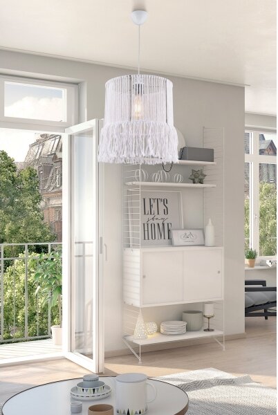 Lampadario su cavo NESS MACRAME 1xE27/40W/230V bianco