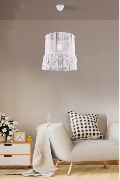 Lampadario su cavo NESS MACRAME 1xE27/40W/230V bianco