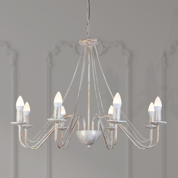Lampadario a catena MALBO 8xE14/10W/230V bianco/oro/patina