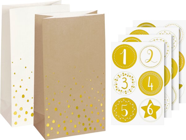 Heyda 203089333 Set calendario dell'Avvento "Fiocchi", L/A/D: 130 mm × 240 mm × 75 mm