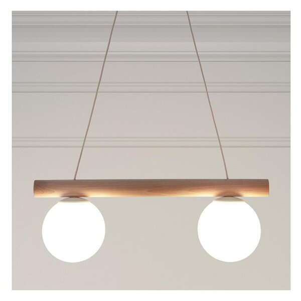 Lampadario a cavo WOODSTOCK 2xE27/15W/230V legno/crema