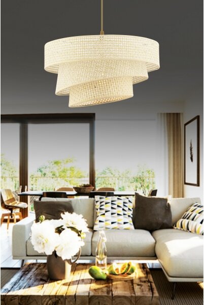 Lampadario a sospensione con cavo COUPER 1xE27/60W/230V colore crema