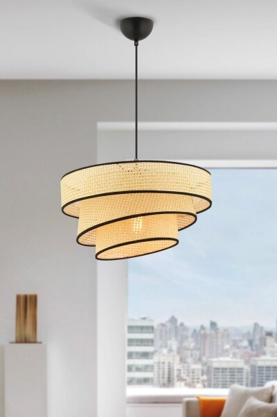 Lampadario a sospensione con cavo COUPER 1xE27/60W/230V beige/nero