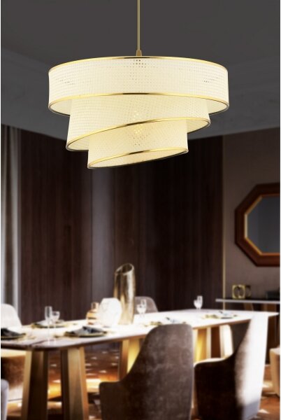 Lampadario a sospensione COUPER 1xE27/60W/230V bianco/oro