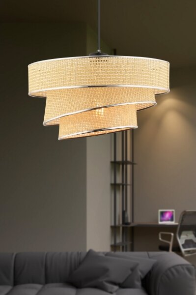 Lampadario a sospensione su cavo COUPER 1xE27/60W/230V beige/cromo lucido