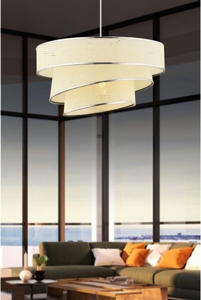 Lampadario a sospensione con cavo COUPER 1xE27/60W/230V bianco/cromo lucido