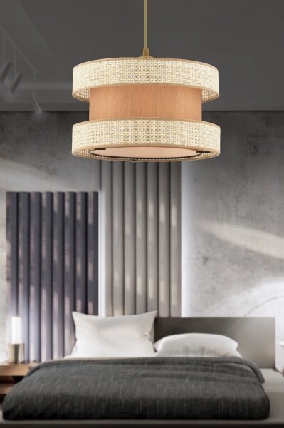 Lampadario a cavo HALO 1xE27/60W/230V beige/crema