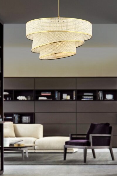 Lampadario a sospensione con cavo COUPER 1xE27/60W/230V crema/oro