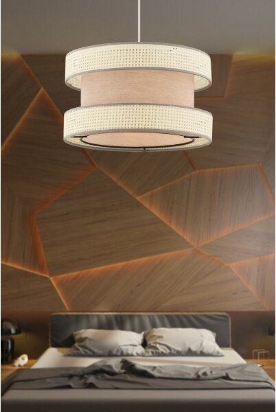 Lampadario a sospensione con cavo HALO 1xE27/60W/230V beige/crema