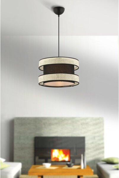 Lampadario a cavo HALO 1xE27/60W/230V nero/crema