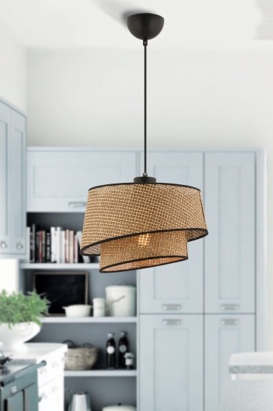 Lampadario a sospensione con cavo BARETTE 1xE27/60W/230V marrone/nero
