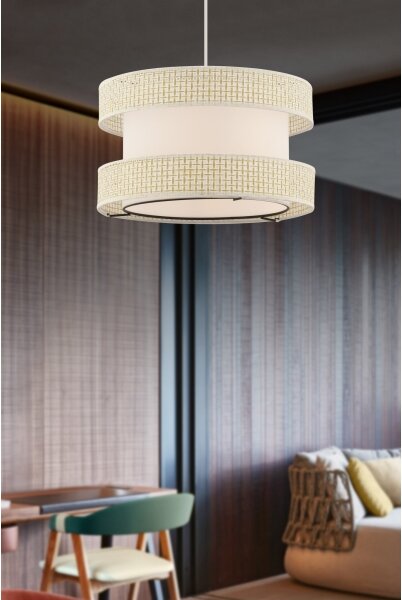 Lampadario a sospensione con cavo HALO 1xE27/60W/230V colore crema