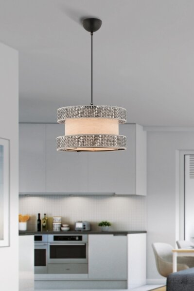 Lampadario su cavo HALO 1xE27/60W/230V beige/grigio